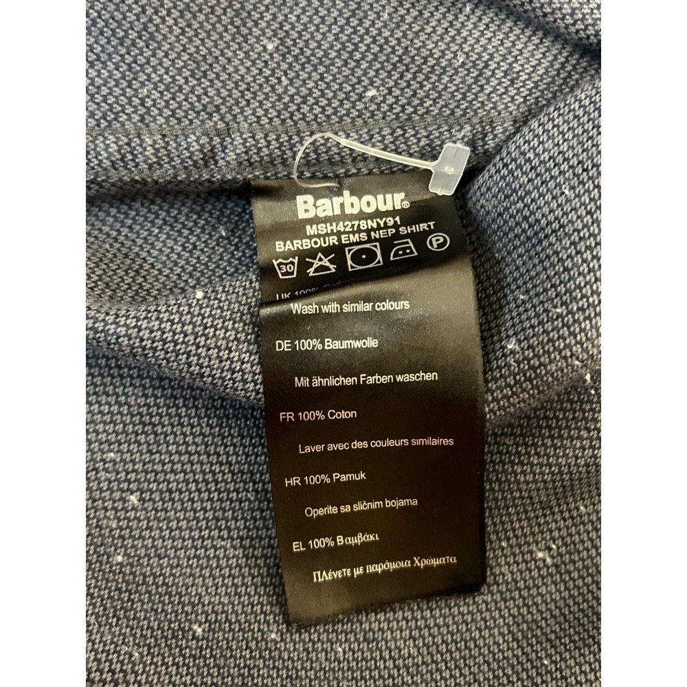 Barbour Blue Tailored Fit Hidden Button Down 2 Pocket Cotton Shirt Size M - Picture 10 of 14